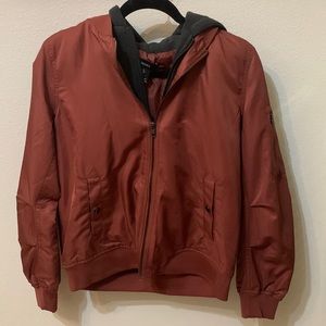 F21 Burgundy Bomber Jacket